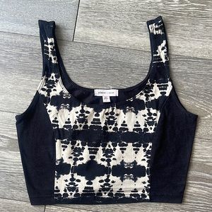 Silence + noise tie dye crop top cream and black, small from urban outfitters